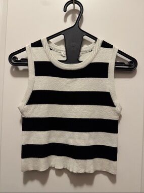 Altar'd State Black & White Striped Cropped Tank